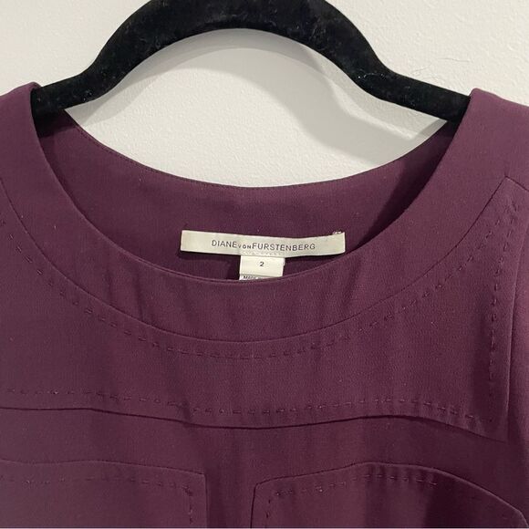 DVF Diane Von Furstenberg Burgundy Purple Midi Dress Size 2 - Picture 2 of 9